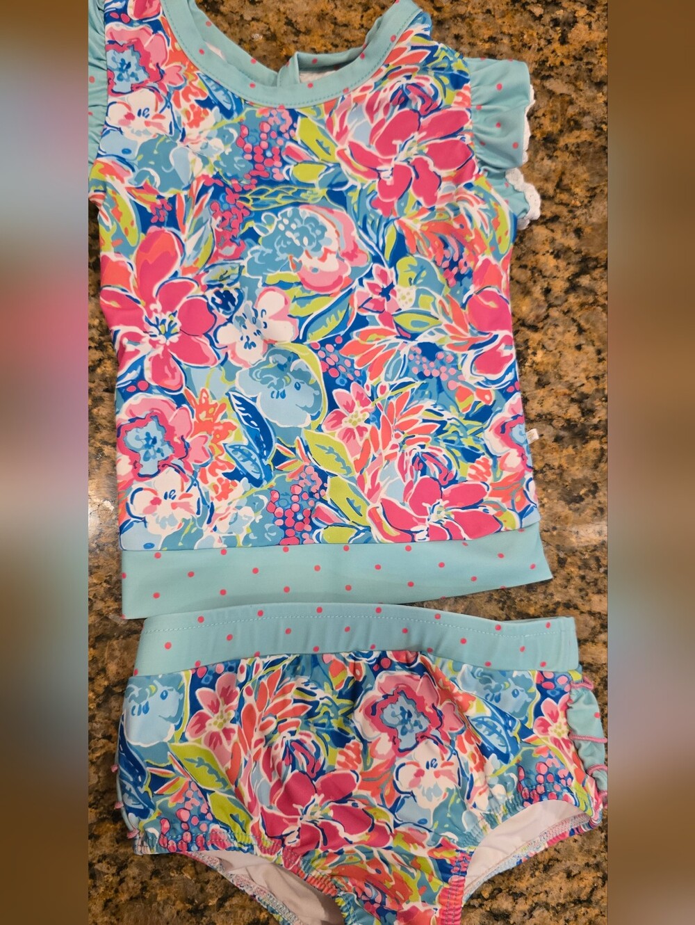 SweetHoney Aqua, Pink and Coral Floral Bikini Set